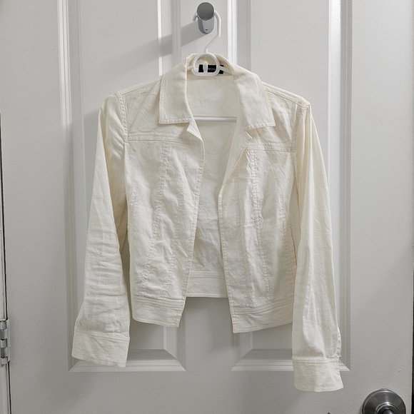Theory white stretch linen jacket size P
